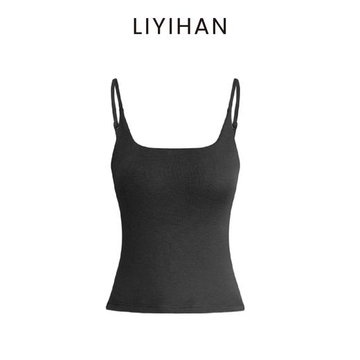 LIYIHAN李亦寒 2025夏新款百搭方领吊带上衣女带胸垫白色针织内搭 商品图1