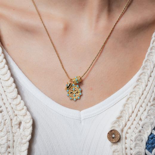 北京仓｜DELPHES-ALTHAEA-阿尔泰娅 护符花 祈祷轮 松石 水晶 项链［法国设计师］ 商品图3