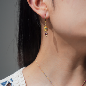 订购10周到｜DELPHES-CLEYA-祈祷轮 石榴石 耳环（单只）［法国设计师］