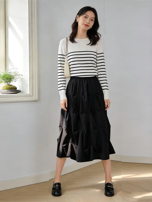 S2M1臣禾 设计感立体褶皱半身裙K213030135 商品图1