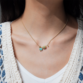 北京仓｜DELPHES-CAMELLIA-山茶花 祈祷轮 松石 项链［法国设计师］