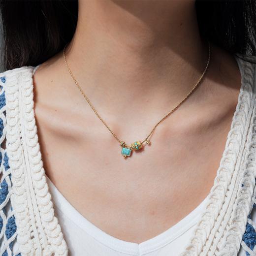 北京仓｜DELPHES-CAMELLIA-山茶花 祈祷轮 松石 项链［法国设计师］ 商品图0