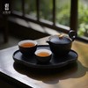 陆宝新品陶瓷茶具套装礼盒家用泡茶送礼中式1壶2杯马上走运茶组菊瓣茶托（禅风黑） 禅风黑 商品缩略图1