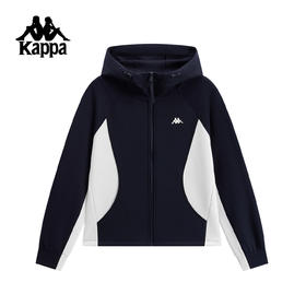 Kappa 针织开身帽衫撞色连帽运动外套女户外休闲风上衣K0G22MK41