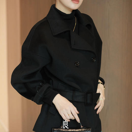 【特价不退换】【预售7天】良木礼蚕丝羊毛外套（腰带）（2713） 商品图3