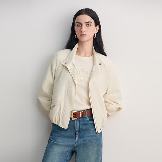 EITIE爱特爱简约纯色宽松显瘦百搭休闲短款外套2026春季新款8503209 商品图2