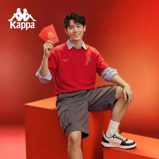 Kappa 新年款纯棉运动t恤男新款红色休闲短袖训练上衣女K0G12TD06 商品图3