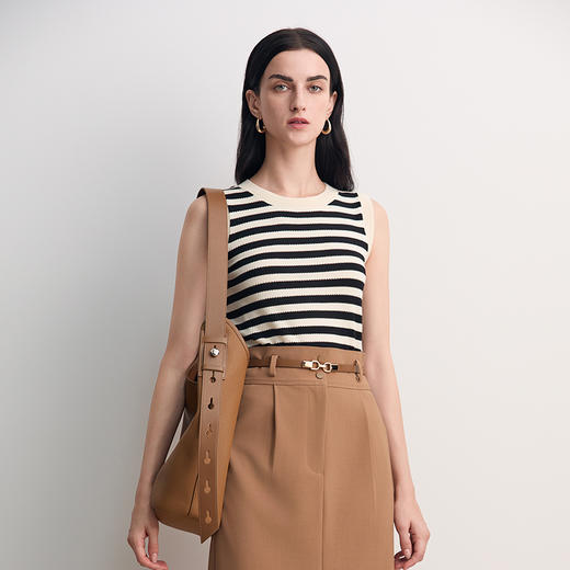 EITIE爱特爱2026春季新款时尚修身显瘦条纹背心针织衫8501213 商品图4