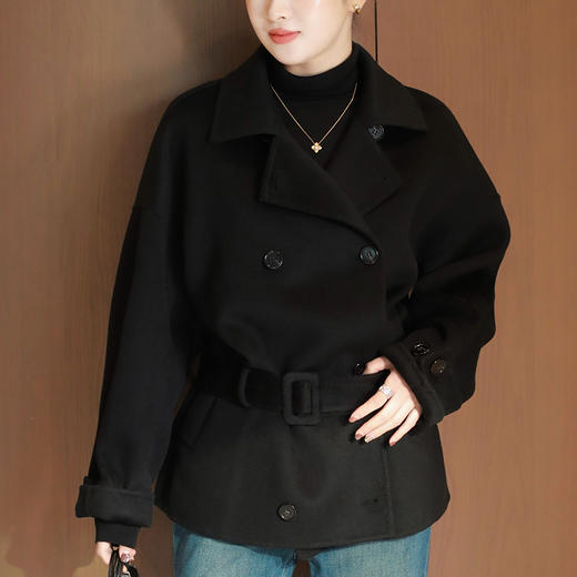 【特价不退换】【预售7天】良木礼蚕丝羊毛外套（腰带）（2713） 商品图0