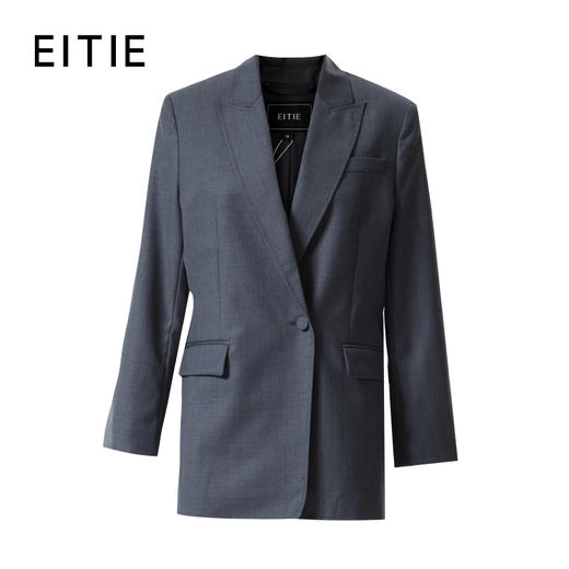 EITIE爱特爱袖里撞条纹面料翻袖口设计廓形时尚年轻长款西装外套8503204 商品图6
