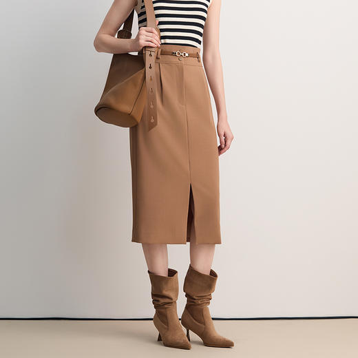 EITIE爱特爱2026春季新款时尚高腰百搭直筒显瘦半身裙8506203 商品图2