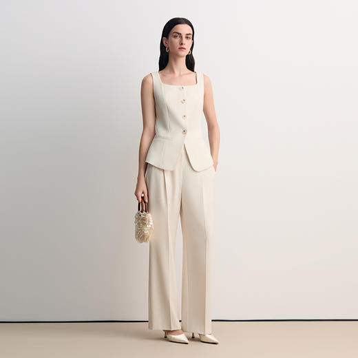 EITIE爱特爱2026春季新款利落简约百搭高腰直筒显瘦通勤西装裤8505207 商品图1