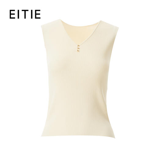 EITIE爱特爱V领无袖套头设计简约时尚百搭针织衫8501203 商品图10