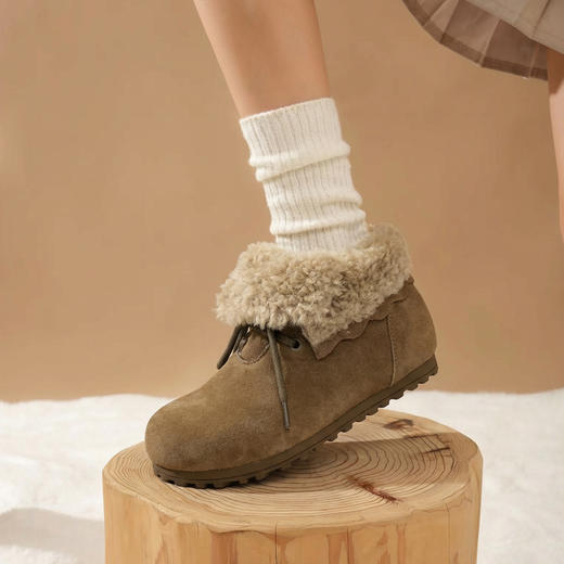 【厚绒保暖】西村名物2025年冬季新款厚底防滑毛绒内里舒适保暖毛毛鞋T25DS40031 商品图6