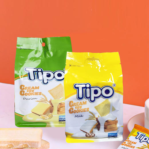 越南进口Tipo面包干【牛奶味|榴莲口味|椰子味】135g~270g 商品图1