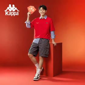 Kappa 新年款纯棉运动t恤男新款红色休闲短袖训练上衣女K0G12TD06