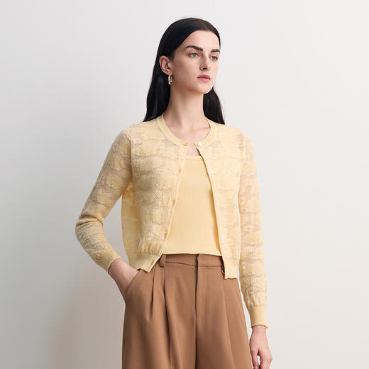 EITIE爱特爱真两件修身气质通勤显瘦针织开衫2026春季新款8501210 商品图3