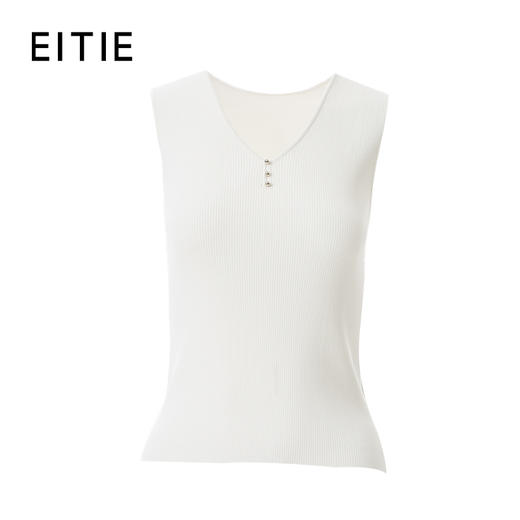 EITIE爱特爱V领无袖套头设计简约时尚百搭针织衫8501203 商品图6