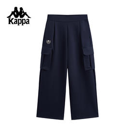 Kappa 运动工装抽绳阔腿裤女新款休闲裤子直筒裤长裤女K0G22AK01
