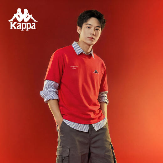 Kappa 新年款纯棉运动t恤男新款红色休闲短袖训练上衣女K0G12TD06 商品图4