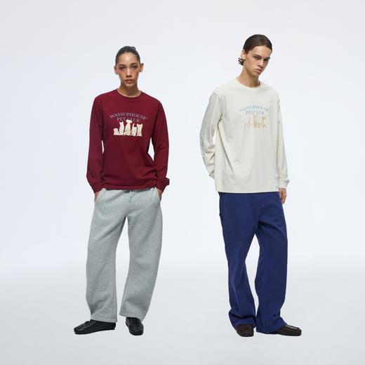 WassupHouse猫猫狗狗大印花长袖T恤 商品图4