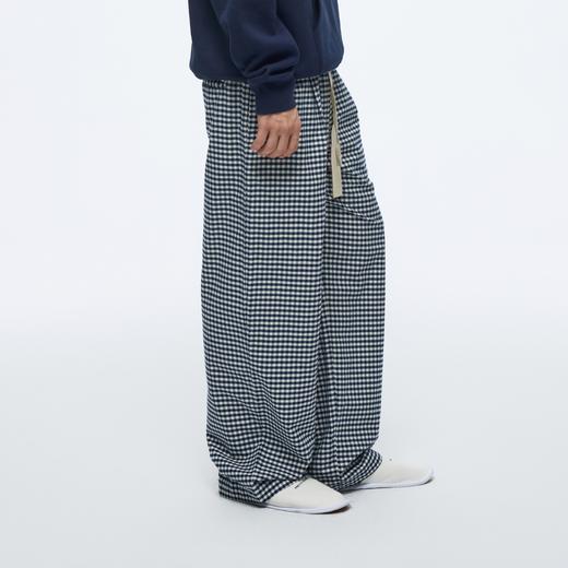 WassupHouse单褶格纹抽绳长裤 商品图2