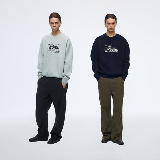 WassupHouse趣味黑猫印花圆领卫衣 商品图4