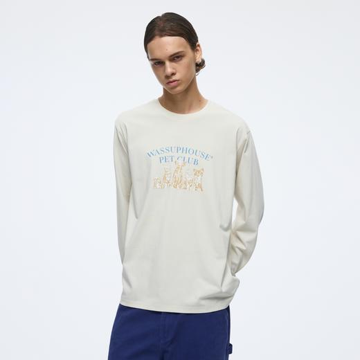 WassupHouse猫猫狗狗大印花长袖T恤 商品图0