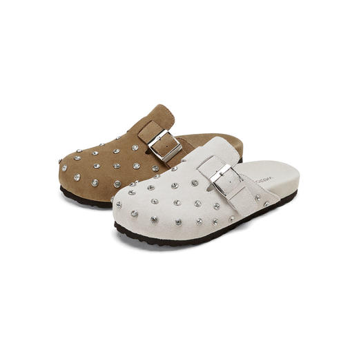 Westory2026年春季休闲勃肯拖鞋牛绒皮钉珠舒适后空单鞋S26AH50641 商品图0