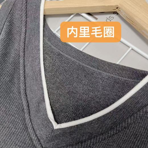 女王节抢购价-不支持退→【自营】【超暖美背】（内里毛圈）有胸垫一体杯～超舒服拼色V领灰色螺纹棉背心美背-喜出 商品图3