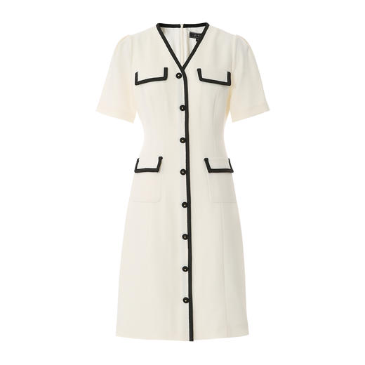 EITIE爱特爱气质小香风V领显瘦高级感A字连衣裙春季新款8107813 商品图6