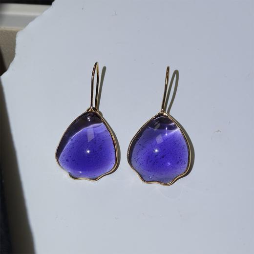 北京仓｜Gripoix Paris-Pop Glamour-宝石紫 花瓣 琉璃 耳环［法国设计师］ 商品图2