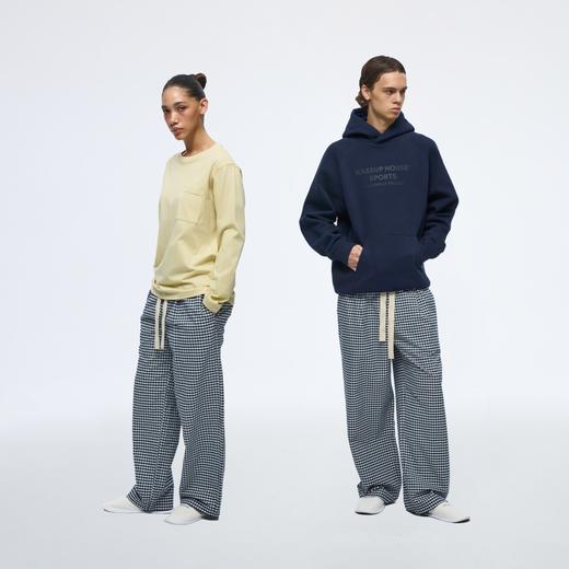 WassupHouse单褶格纹抽绳长裤 商品图4