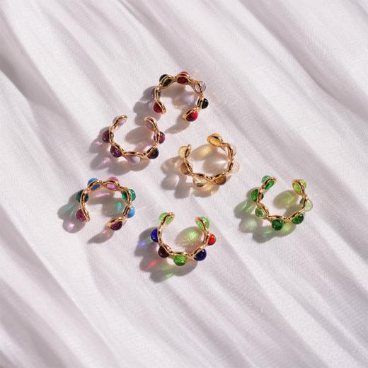 北京仓｜Gripoix Paris-Classic-红紫色 琉璃 耳廓夹［法国设计师］ 商品图4