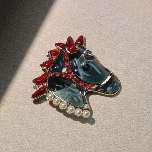 订购4个月到｜Gripoix Paris-royal horse-一匹黑马 墨青 小萌马 胸针［法国设计师］ 商品图6