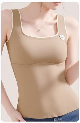 女王节抢购价-不支持退→【自营】【超暖美背】（超软面料）有胸垫一体杯～软糯软料保暖背心美背-喜出