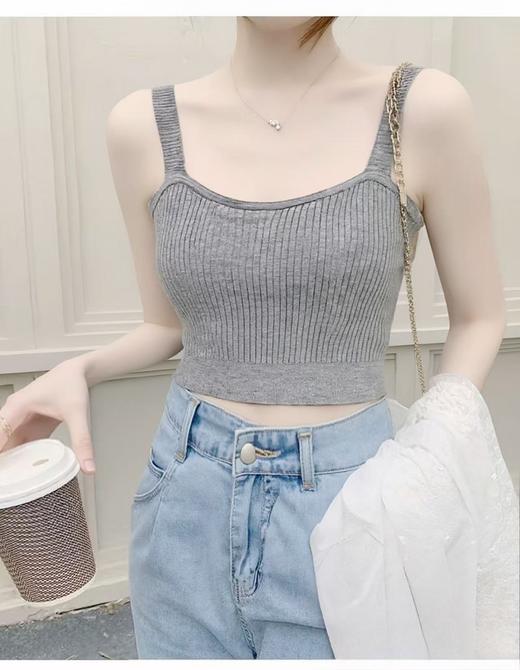 【美背】宽松针织短款背心美背-喜出 商品图0