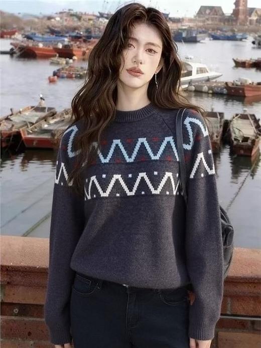 女王节抢购价-不支持退→【自营】跨年福利-【超美毛衣】Z088菲尔岛风格圆领提花短款毛衣-喜出 商品图4