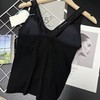 【超暖美背】有胸垫～（乳胶胸垫）内里毛圈 V领螺纹棉修身美背-喜出 商品缩略图2