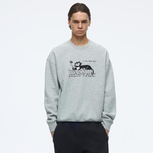 WassupHouse趣味黑猫印花圆领卫衣 商品图0