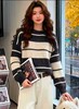 女王节抢购价-不支持退→不支持退货【自营】-【超美毛衣】花纱～Z091韩系慵懒风两色撞色条纹毛衣-喜出 商品缩略图2
