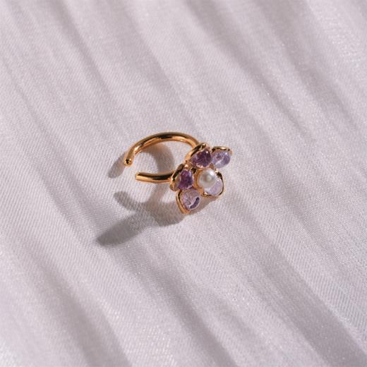 订购5个月到｜Gripoix Paris-Flower-透光紫 花朵 琉璃 耳廓夹［法国设计师］ 商品图4