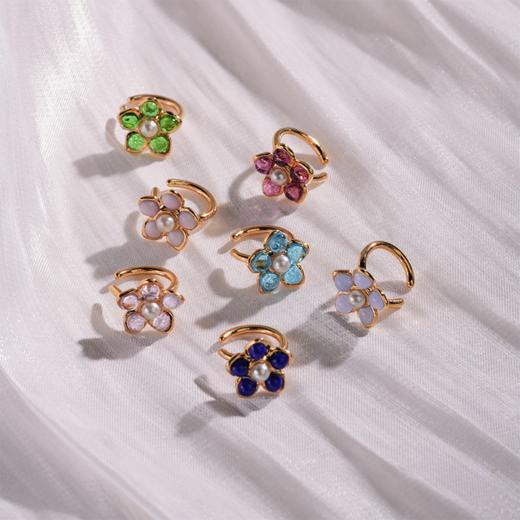 北京仓｜Gripoix Paris-Flower-蓝宝石色 花朵 琉璃 耳廓夹［法国设计师］ 商品图3