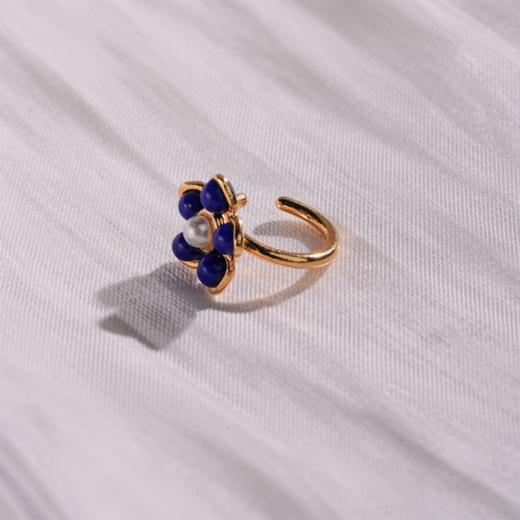 北京仓｜Gripoix Paris-Flower-蓝宝石色 花朵 琉璃 耳廓夹［法国设计师］ 商品图1