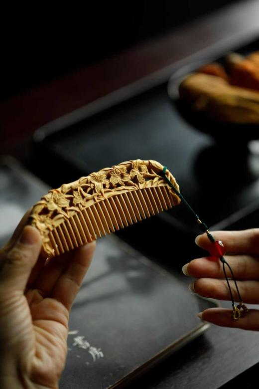 黄杨木【百年好合】木梳 商品图4