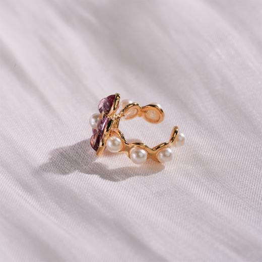 北京仓｜Gripoix Paris-Pearls and Flower-流光红 花朵 琉璃 耳廓夹［法国设计师］ 商品图5