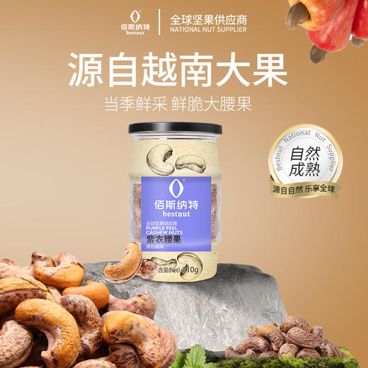 佰斯纳特紫衣腰果(烘炒类)210g 紫衣腰果罐装坚果干果特产零食小吃新货150685 商品图0