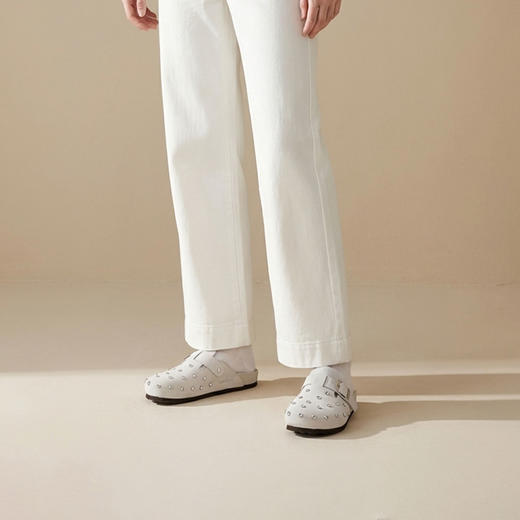 Westory2026年春季休闲勃肯拖鞋牛绒皮钉珠舒适后空单鞋S26AH50641 商品图9