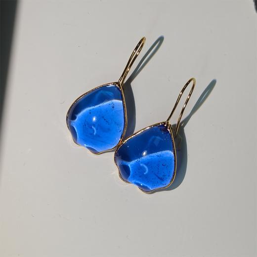 北京仓｜Gripoix Paris-Pop Glamour-透墨蓝 花瓣 琉璃 耳环［法国设计师］ 商品图2