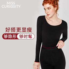 好奇蜜斯红德绒保暖内衣女本命年秋衣秋裤套装打底加厚发热25秋冬-伊莉雅